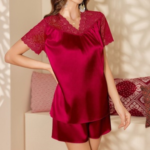 Summer Women's Lace Floral Print Camisole Sleepwear <b>Skirt</b> Breathable Seductive Romantic Home Suit Set - Product Image 2