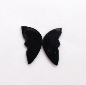 Pares de mariposa de piedras preciosas de ágata negra natural, cristal tallado, piedra preciosa de ónix de 17X8mm, mariposa tallada a mano de lujo 4,55 Cts - Product Image 6
