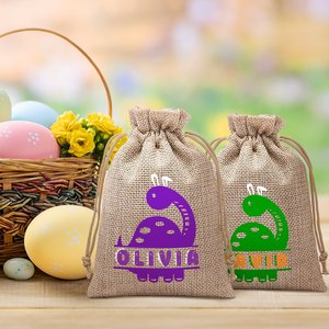 Personalized Large Capacity Rabbit-Eared Dinosaur <b>Drawstring</b> Gift Bag Cute Cartoon Easter Hunting Party Favors for Boys Girls - Product Image 3