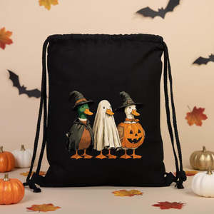 Personalized Halloween Organic <b>Cotton</b> Drawstring <b>Candy</b> Bags with 12 Designs Screen Printed Logo for Bracelets and Watches - Product Image 3