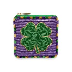 Porte-monnaie en perles de Mardi Gras, porte-monnaie en perles de Mardi Gras, violet, fabriqué en Inde, fait à la main par Glowin Fashion - Product Image 2