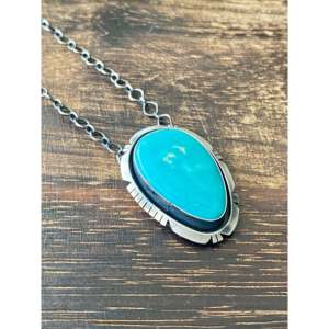 Collier Eli Skeets Royston en turquoise et argent sterling serti dans un cadre, cadeau idéal pour toutes les occasions - Product Image 3