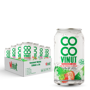 น้ำมะพร้าวเขตร้อนขนาด330มล. พร้อมสตรอเบอรี่พร้อมส่ง OEM ODM ผักผลไม้จากโรงงานเวียดนาม - Product Image 2