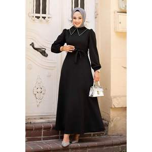 Robe Hijab noire à col chemise pour garçons et filles en tissu - Product Image 5