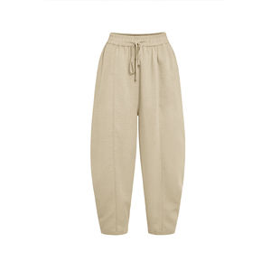 Women's Casual <b>Harem</b> Pants High Waist Breathable Plain Dyed Wrinkled Straight <b>Trousers</b> - Product Image 1
