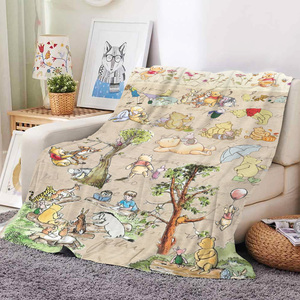 Couverture polaire personnalisable en fausse fourrure pour enfants, motif dessin animé Ours et Carte de la Forêt des 100 Acres, chaude et douce, tissée, vente en gros - Product Image 6