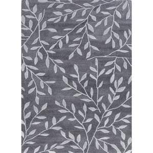 Alfombra Aurelia Azul Hecha a Mano de Lana y Viscosa de 10 mm de Grosor con Patrones Abstractos Florales y Rayados para Hogar y Pasillo Tra-15055 - Product Image 1