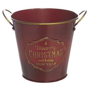 Jardinière de Noël intérieure et extérieure en métal décoratif de Noël en métal brillant unique pour la décoration intérieure et la décoration de bureau Jardinière de sol - Product Image 1