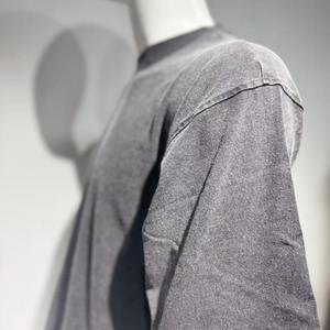 230 grammes de coton pur ciré et vieilli T-shirt à col rond robuste Style de base rétro tendance pour hommes - Product Image 4