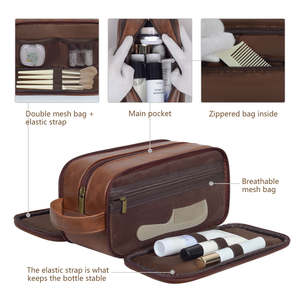 Trousse de maquillage en cuir de luxe Organisateur de cosmétiques chic, pochette de toilette portable douce, rangement de beauté élégant pour femmes - Product Image 4