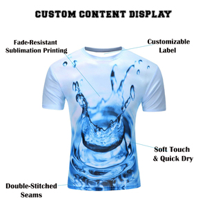 Camiseta Azul Personalizada para Hombre |   Camiseta con estampado artístico de árboles y pájaros |   Ropa Deportiva Sublimada al por Mayor, Camisetas para Entrenamiento - Product Image 6