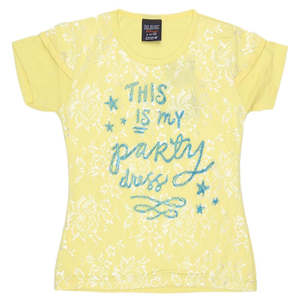 Camiseta de manga corta con purpurina para niñas - Amarillo - Product Image 1