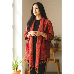 Abrigo Cálido de Lana Roja Tipo Sur-Veste - Product Image 2