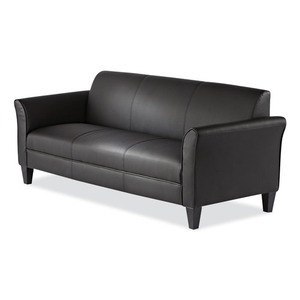 Alera ALERL21LS10B Serie 77 Sofá para sala de recepción con 3 cojines de 31.5 pulgadas. X 32 Pulgadas X 21 Pulgadas Cuero Negro para Área de Recepción y Biblioteca - Product Image 3