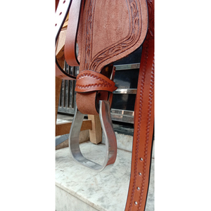 Selle de course à barils en cuir occidental de qualité supérieure, siège en daim - Product Image 3