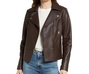 Chaqueta de Motocicleta de Cuero Acabado Transpirable de Primera Calidad, Estilo Casual, Nueva, Moderna, con Cierre, para Mujer - Product Image 4