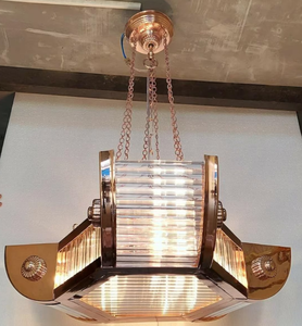 Lampe suspendue en laiton de style marin vintage, de très belle qualité, élégante, avec tige en verre, support fait main, de haute qualité - Product Image 1