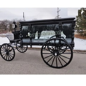 Carruaje de caballos funerario negro victoriano Fabricante Carruaje de ataúd dibujado por caballos tradicional Diseño moderno Coche fúnebre negro en venta - Product Image 1