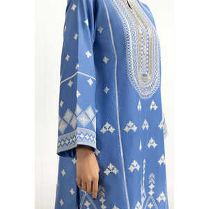 IUSTKSD-2053 Ensemble décontracté 3 pièces brodé en tissu lawn avec col mandarin, respirant, style boutique, taille unique pour événements diurnes - Product Image 3