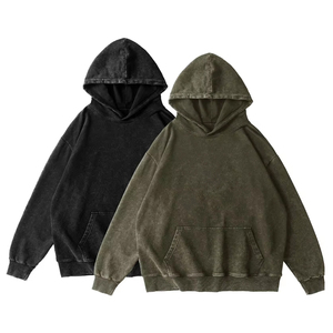 Top Tendance Acid Wash Hommes Hoodies Sweats Pull Drop épaule Sun Fade Hoodies Pour Adulte - Product Image 4