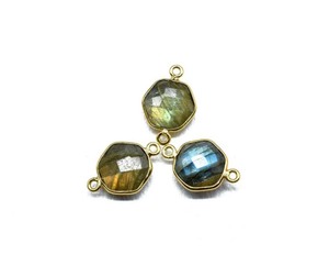 Marques célèbres 10mm forme hexagonale à facettes en argent Sterling plaqué or pendentif lunette ensemble cadeau fait main pour cadeau d'anniversaire - Product Image 1
