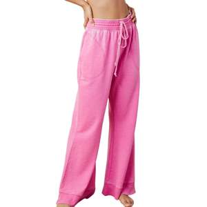 Pantaloni da Casa in Pile Rosa Morbido per Donna Free People, Taglia Media, Elastico in Vita con Chiusura a Coulisse, Logo Personalizzabile - Product Image 1