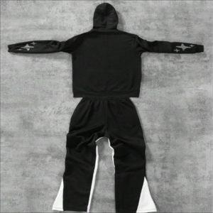 Ensemble de survêtements respirants 2 pièces personnalisés pour hommes et femmes, sweat à capuche délavé au soleil, pantalons de survêtement, sérigraphie en strass, poids lourd solide - Product Image 2