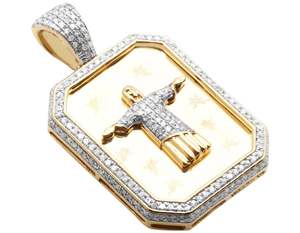 จี้925เงินสเตอร์ลิงพร้อมเพชรมออิสซาไนท์ทรงกลมดีไซน์แบบสี่เหลี่ยมและเครื่องประดับฮิปฮอป - Product Image 2