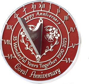 Regalo de 35 Aniversario de Boda de Coral: Reloj Solar Redondo de Aluminio Pintado Estilo Antiguo 2025 de Uttarakhand CREATIVE PACKING SOLUTION NA - Product Image 2