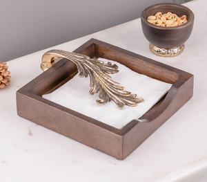 Soporte de servilleta de hojas con brotes, soporte decorativo para servilletas, soporte de pañuelos de mesa, accesorios de mesa de comedor para oficina en casa - Product Image 3