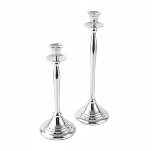 Set Of 3 Silver Metal Candle Holders Elegant Modern <b>Candlestick</b> Stand Home Decor High Quality Polished Aluminium Candle Holders - Product Image 5