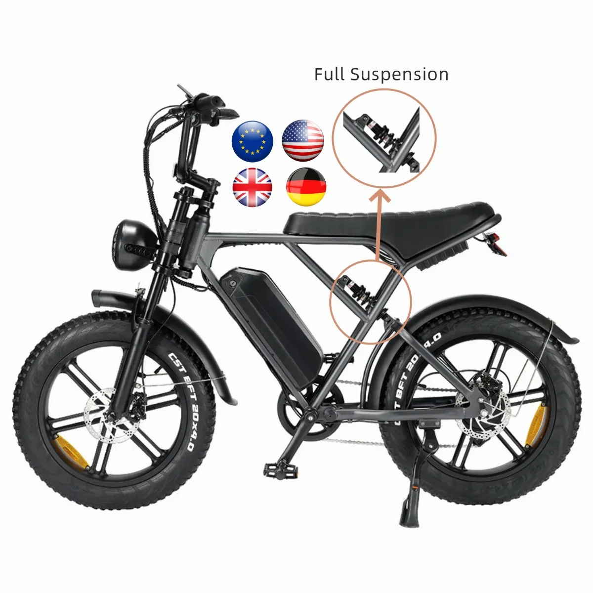 OUXI H9 20 "電動自転車1000w電動自転車1000w 48v eu warehouse Ebike fatbike