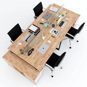 Mesa de Diseño Tradicional Minimalista con 4 Patas, Gabinete de Madera de Caucho, Sistema RECTANG, Patas de Ensamblaje HBRT033 para Muebles de Oficina - Product Image 2