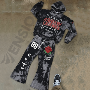 Conjunto Deportivo Unisex de Felpa Térmica con Lavado Ácido, 370g, 100% Algodón, Sudadera con Capucha y Pantalones Deportivos, Estilo Urbano Holgado para Hombre, Invierno - Product Image 1