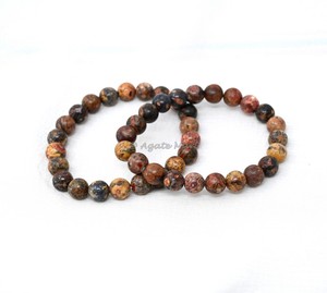 Pulsera de jaspe de piel de leopardo Natural de 8mm, pulseras elásticas de cuentas de piedras preciosas de ágata elástica, piedra de cristal curativa de ala, amor Feng Shui - Product Image 1