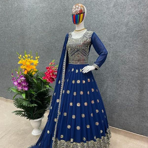 Festival-vestido de trabajo con bordado pesado, Colección especial con hermoso Color, tela de Georgette de imitación - Product Image 1