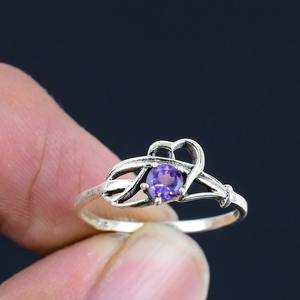 Bijoux pour femmes Bague style boho en argent Bijoux en argent sterling 925 Améthyste Gemstone Tendance Bague faite main Cadeau pour l'amour - Product Image 3