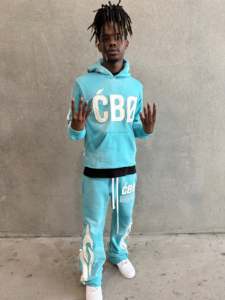 Custom Printed Acid Wash Winter Elastic Bottom Unisex Tracksuits <b>Applique</b> Embroidery Vintage Sun Faded Raw Hem Flared Hoodie Set - Product Image 5