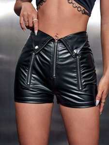 Tendance Jupe en cuir pour femme Taille haute Faux cuir Confortable Parfait pour les tenues décontractées - Product Image 3