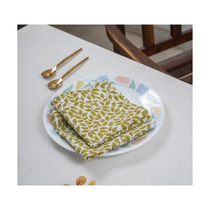 Serviettes en coton de haute qualité 20x20 pouces 320TC, imprimé vintage de feuilles personnalisé, adaptées aux marchés hôteliers haut de gamme et aux exportations B2B - Product Image 1