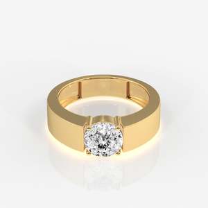 Men's 14K Yellow Gold <b>Ring</b> with Portuguese Cut Lab Grown Diamond Premium Diamond <b>Rings</b> - Product Image 1