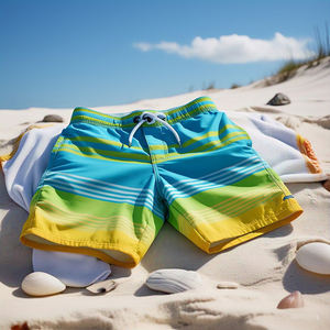 Pantalones cortos de playa de línea de rayas personalizados Pantalones cortos de sublimación ligeros Pantalones cortos de playa de verano de cintura con cordón para hombres - Product Image 6
