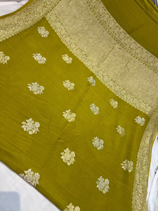 Luxury Handcrafted Pure Tassur Kadhwan Banarasi Saree Handwoven Exquisite Traditional Detailing Quick Dry Sun Protection Party - Product Image 6