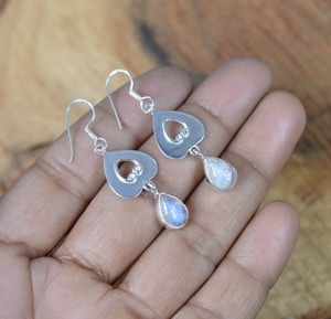 Moonstone Gemstone <b>Earrings</b> Jewelry For Women Silver Boho Style Jewelry 925 Sterling Silver Trending <b>Handmade</b> <b>Earrings</b> Gift For - Product Image 2
