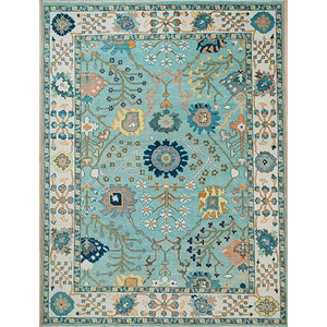 Alfombras de Lana Pura Hechas a Mano de Alta Calidad, Diseño Ushak Premium, Duraderas, Lavables, Antideslizantes para el Hogar - Product Image 1