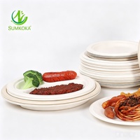 Assiettes jetables en bagasse de canne à sucre SUMKOKA sans PFAS, compostables, biodégradables, 7 pouces, assiettes rondes en bagasse naturelle