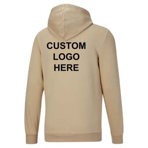 Hoodies Wholesale Customized Embroidered Logo design Premium 100% Cotton Drawstring Plain khaki Oversized <b>Pullover</b> <b>men</b> Hoodies - Product Image 6