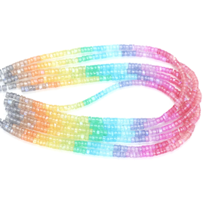 Perles de pierre de lune arc-en-ciel naturelle, forme de pneu lisse, Heishi, 5-6 mm, 15 pouces, pierre de lune arc-en-ciel, forme de roue lisse, perles en gros - Product Image 3