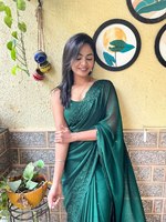 Sari de Seda Viscosa con Diseño Nuevo y Atractivo + Blusa, Listo para Usar, Estilo Pakistaní para Bodas y Fiestas