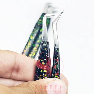 Pinzas Profesionales para Extensión de Pestañas, de Acero Inoxidable Brillante, Duraderas, de Alta Calidad, Agarre Fuerte, Curvadas, para Volumen, Venta al Por Mayor - Product Image 6